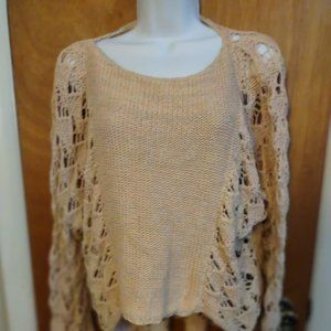Apt. 9 Beige Crochet Sweater, High/Low, L